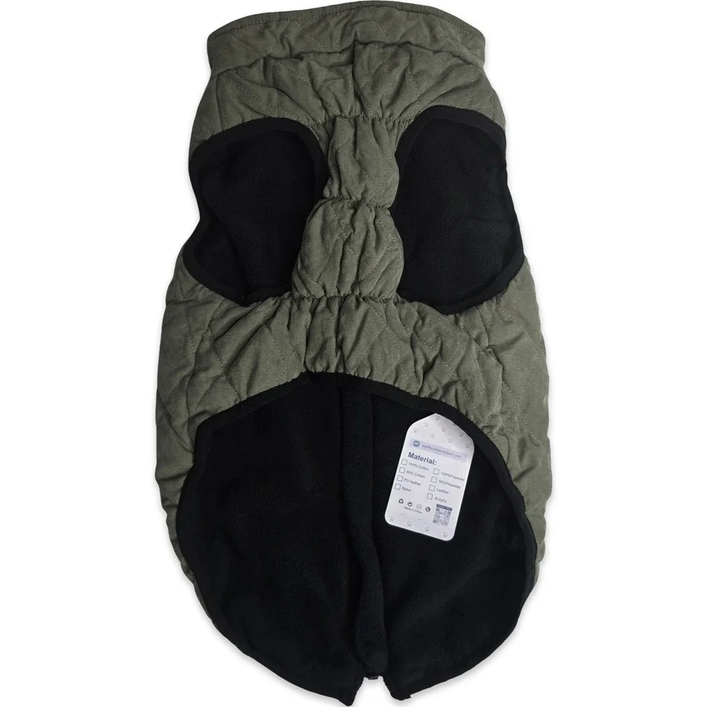 Scenereal Quilted Dog Jacket XL Olive Green Fleece Lined Harness D-Ring NWT